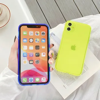 Za iPhone 11 Pro XS Max XR X Primeru Moda Neon Fluorescentna Barva Primeru Telefon Za iPhone 8 7 6 Plus DODATKI Vroče Mehko TPU Pokrov