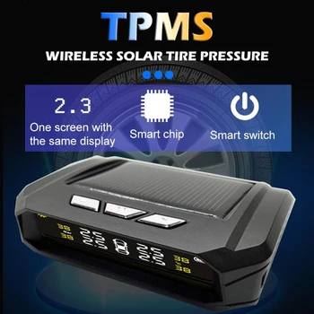 Sončne Brezžični TPMS Tlaka v Pnevmatikah LCD Alarmni Sistemi s 4 Senzorji