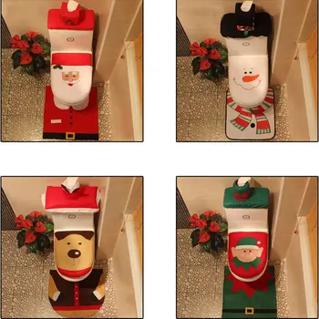 Školjko Sedeža Kritje Božič Wc Mat Santa Claus Wc Foot Pad Kopalnica Dekor Božič Santa Školjko Sedeža Kritje Toilette Preprogo
