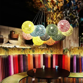 Žogo slog Evropski Modni raznobarvno Jedilnico Svetlobe Podeželja Obesek Svetlo dnevno Sobo Spalnico doma moda dekoracijo