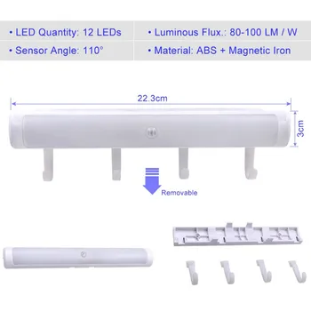 Senzor gibanja Ponoči Luči Pitne LED Omaro Luči, Stenske Svetilke Baterija Napaja Brezžične Led Kabinet Svetilka Z Magnetnim trakom