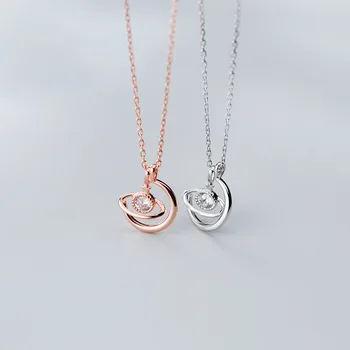 S925 sterling srebrni obesek ogrlice za ženske star cirkon krog visijo Čar ženske verigi oseb Obletnico poroke darila