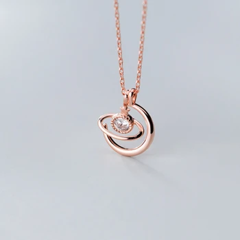 S925 sterling srebrni obesek ogrlice za ženske star cirkon krog visijo Čar ženske verigi oseb Obletnico poroke darila