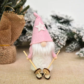 Božič Brezosebna Gnome Božiček Ski Obesek Božično Drevo Okraski za Dom Lesene Božično Drevo Okraski Božič Darilo za Otroka