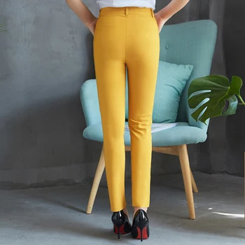Plus velikost S-4XL hlače za ženske priložnostne pinkycolor oversize Gleženj-Dolžina Hlače Pomlad poletje ženska Sredi pasu Stretch svinčnik sopihanje