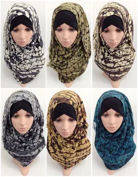 Muslimanske Ženske Dolg Šal Hidžab Bombaž Tiskanja Tassel Vodja Obloge Islamske Šali, Pokrivala Arabski