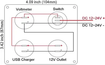 Dvojno USB priključek za Polnilnik 4.2 A + 12V Vtičnica + LED Voltmeter + ON-Off preklopno Stikalo, 4 v 1 Multi-Funkcije Plošča za Avto Mari