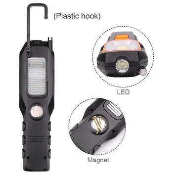 Polnjenje prek kabla USB delovna svetilka COB LED Pregled Svetilko, Baklo Nastavljiva Zunanja Kampiranje Sili Luč s Kavljem Magnet Izberite Orodja