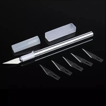 Antiskid kovinski nož orodje, orodje za rezanje nož carving obrti nož + 5 rezila PCB DIY vzdrževanje ročno orodje