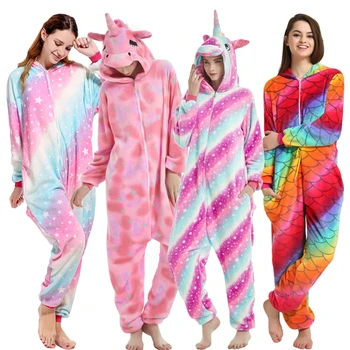 Zimski Flis Onesie Pižamo Za Ženske Odraslih Cartoon Živali Samorog Kigurumi Pižame Halloween Cosplay Onepiece Pijama Kostum