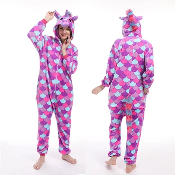 Zimski Flis Onesie Pižamo Za Ženske Odraslih Cartoon Živali Samorog Kigurumi Pižame Halloween Cosplay Onepiece Pijama Kostum