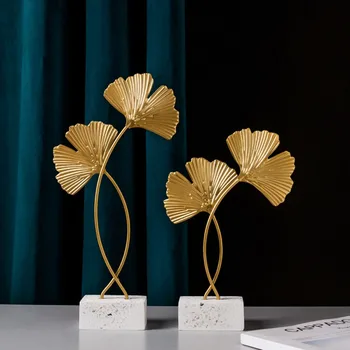Nordijska Luč Luksuzni Kovinski Ginkgo Leaf Okras Doma Tabela Ustvarjalne Ornament Gold Leaf Spalnica Dekoracijo