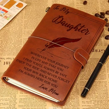 Napredno Elegantno ročno izdelan Dnevnik Prenosnik, ki je Vgravirana Usnje List Sporočila Opomba Knjiga, Moja Hči, Sin, Mož, Žena