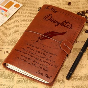 Napredno Elegantno ročno izdelan Dnevnik Prenosnik, ki je Vgravirana Usnje List Sporočila Opomba Knjiga, Moja Hči, Sin, Mož, Žena
