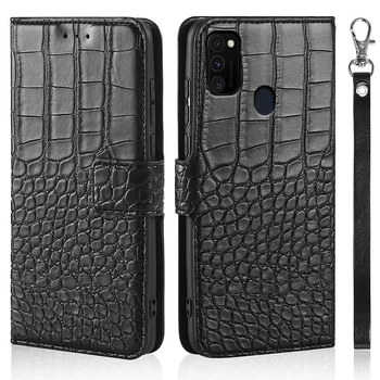 Za Samsung M21 Primeru 6.4 palčni Krokodil teksturo usnjena torbica Za Samsung Galaxy M21 Primeru flip Coque za Samsung M 21 kritje Vrečko