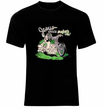 2018 Moda Kratek Rokav Motorrad Biker Rocker Tatoo ima Jezus Rad T-Shirt Vseh Velikosti majica s kratkimi rokavi moški