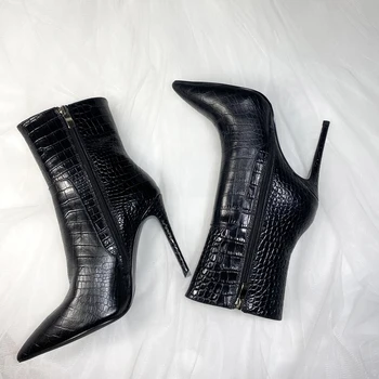 Jeseni Visoke Kakovosti Usnja Krave Kratko čevlji Moda za ženske Pravega usnja Visoko peto konicami prstov, gležnja škornji BY827