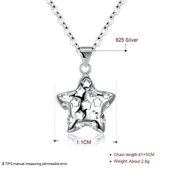 925 sterling silver star votel modno oblikovanje ogrlico, obesek, srebro, Nakit za ženske, weddinmg darilo SP39A