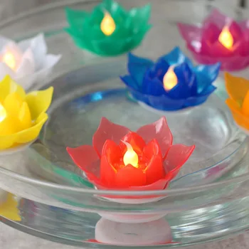 GiveU Plavajoče Dekorativni Čaj Luči Lotus sveče, Baterije, vključene, Paket 7 barv za stranko poroko, rojstni dan, sveče ,