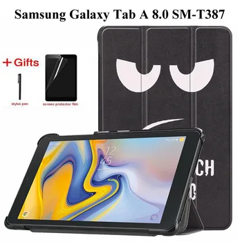 PU Usnjena torbica Za Samsung Galaxy Tab A 8.0 2018 SM-T387 Visoke Kakovosti Krat Shockproof Pokrovček za Samsung Tab A 8.0 primeru+Film+Pen