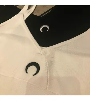 Moda Klasičnih Crescent Moon Vezeni Logotip Tiskanja Obrabe Poletje Črno Bel Seksi Šport Žensk Suspender Telovnik Bombaž M2