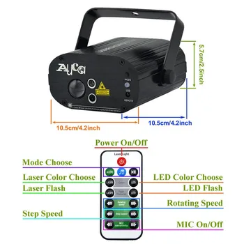 AUCD Mini Prenosni 9W RGB LED Lučka Auto Sound 200mW Projektor, Laser Luči za Počitnice Doma Stranka DJ Kažejo Razsvetljavo W-08RG