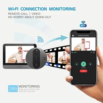 Video Zvonec Brezžični Zvonec Viewer Luknjo Zaslon Fotoaparata za Home Security Monitor Odkrivanje APP Remote Control