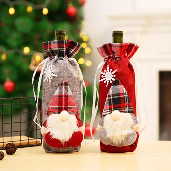 Božič Steklenico Vina Dekor Nastavite Santa Claus Snežaka Steklenico Kritje Oblačila Okras Kuhinje, za Novo Leto, Božič, Večerja